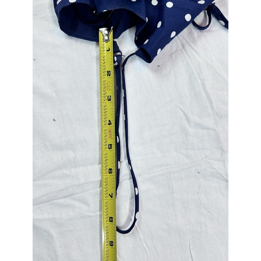 Gilli Vtg Babydoll Top Tank Navy Blue Polka Dots Wmn Lrg Keyhole Y2K - Picture 12 of 12